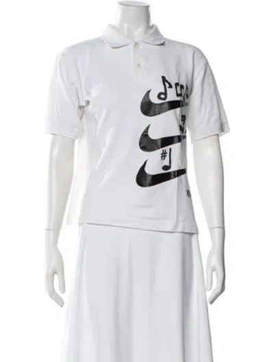 Pre-owned Black Comme Des Garçons X Nike Graphic Print Crew Neck Polo In White
