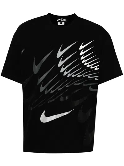 Black Comme Des Garçons X Nike Logo-printed Cotton T-shirt In Black