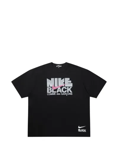 Black Comme Des Garçons X Nike Logo-print Cotton T-shirt In Black