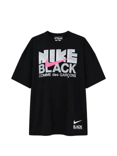 Black Comme Des Garçons X Nike Logo-print Cotton T-shirt In Black