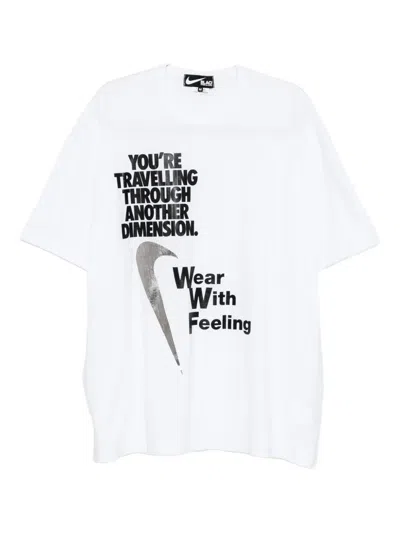 Black Comme Des Garçons X Nike Printed T-shirt In White