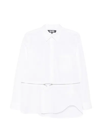 Black Comme Des Garçons Zip-detail Asymmetric Shirt In White