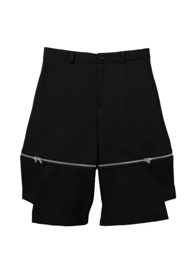 Black Comme Des Garçons Zip-detail Shorts In Black