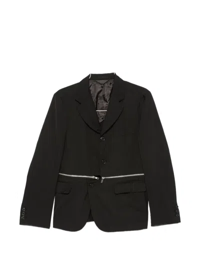 Black Comme Des Garçons Zip-detail Single-breasted Blazer In Black