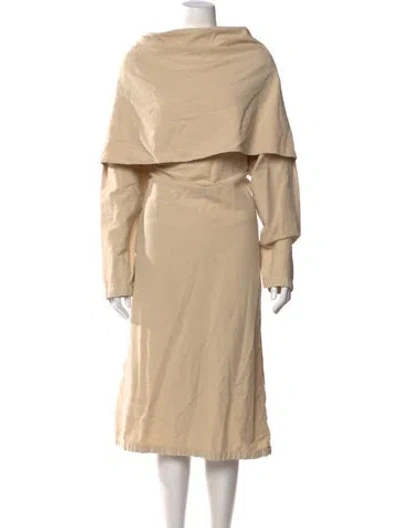 Pre-owned Black Crane Asymmetrical Midi Length Dress In Neutral