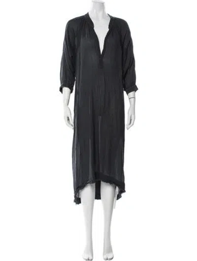 Pre-owned Black Crane Bamboo Long Dress In Black