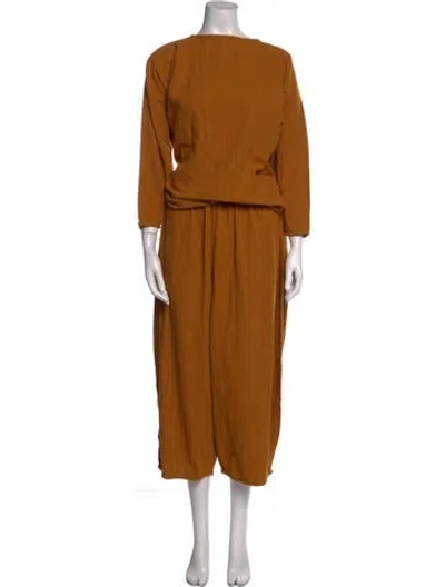 Pre-owned Black Crane Bateau Neckline Jumpsuit In Orange