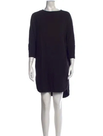 Pre-owned Black Crane Bateau Neckline Knee-length Dress In Black