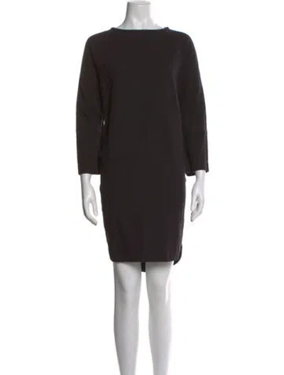 Pre-owned Black Crane Bateau Neckline Knee-length Dress In Black