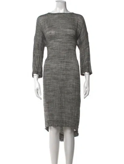 Pre-owned Black Crane Bateau Neckline Knee-length Dress In Grey
