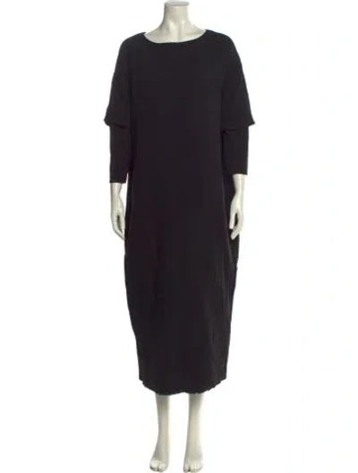 Pre-owned Black Crane Bateau Neckline Long Dress In Black