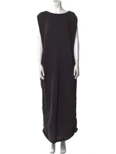 Pre-owned Black Crane Bateau Neckline Long Dress In Black
