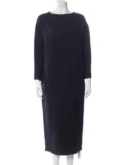 Pre-owned Black Crane Bateau Neckline Long Dress In Black