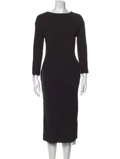 Pre-owned Black Crane Bateau Neckline Long Dress In Black