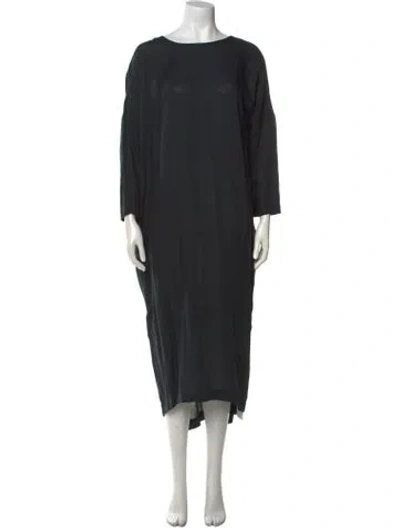 Pre-owned Black Crane Bateau Neckline Long Dress In Blue