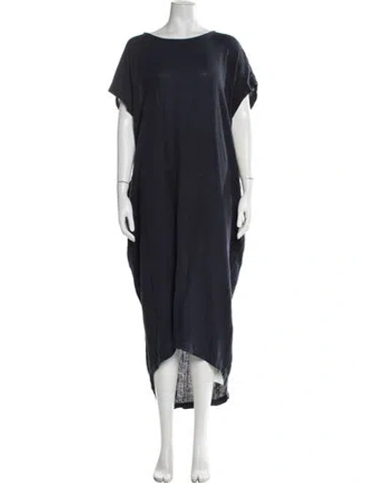 Pre-owned Black Crane Bateau Neckline Long Dress In Blue