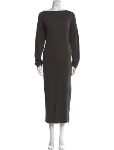 Pre-owned Black Crane Bateau Neckline Long Dress In Gray