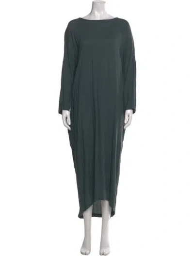Pre-owned Black Crane Bateau Neckline Long Dress In Green