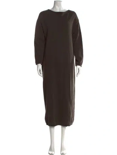 Pre-owned Black Crane Bateau Neckline Long Dress In Green