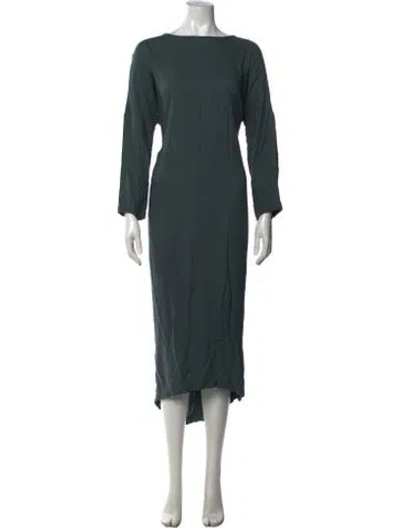 Pre-owned Black Crane Bateau Neckline Long Dress In Grey