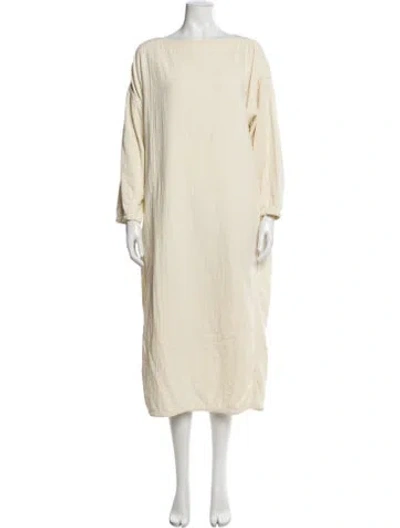 Pre-owned Black Crane Bateau Neckline Long Dress In Neutral