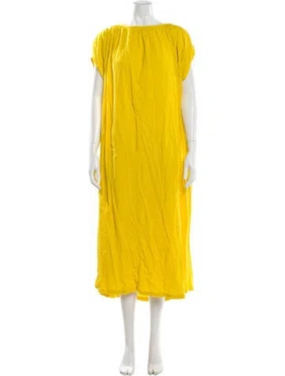 Pre-owned Black Crane Bateau Neckline Long Dress In Yellow