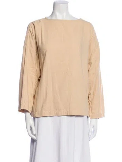 Pre-owned Black Crane Bateau Neckline Long Sleeve Blouse In Neutral