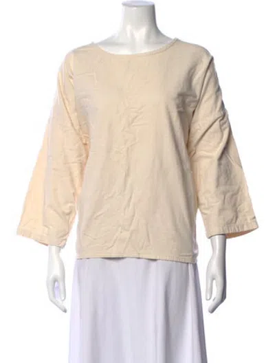 Pre-owned Black Crane Bateau Neckline Long Sleeve Blouse In Neutrals