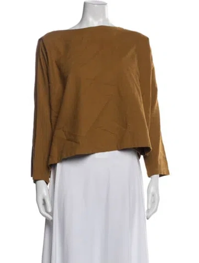 Pre-owned Black Crane Bateau Neckline Long Sleeve Top In Blue