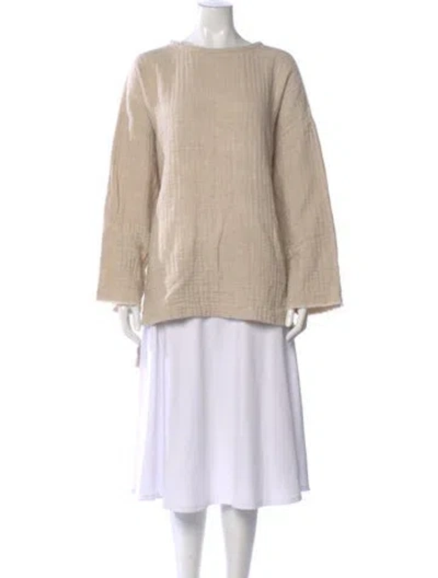 Pre-owned Black Crane Bateau Neckline Long Sleeve Top In Neutral