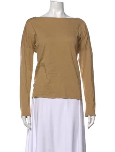 Pre-owned Black Crane Bateau Neckline Long Sleeve Top In Neutrals