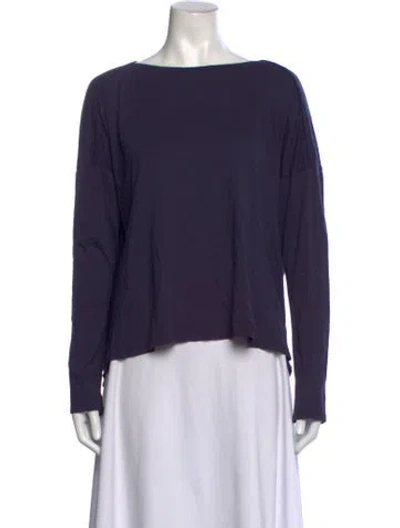 Pre-owned Black Crane Bateau Neckline Long Sleeve Top In Purple