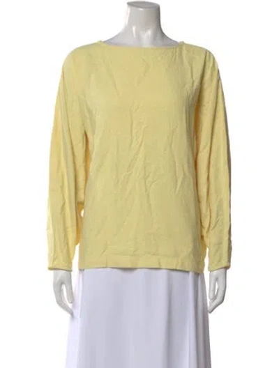 Pre-owned Black Crane Bateau Neckline Long Sleeve Top In Yellow