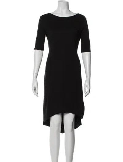 Pre-owned Black Crane Bateau Neckline Midi Length Dress In Black