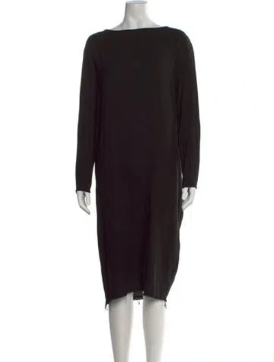 Pre-owned Black Crane Bateau Neckline Midi Length Dress In Black