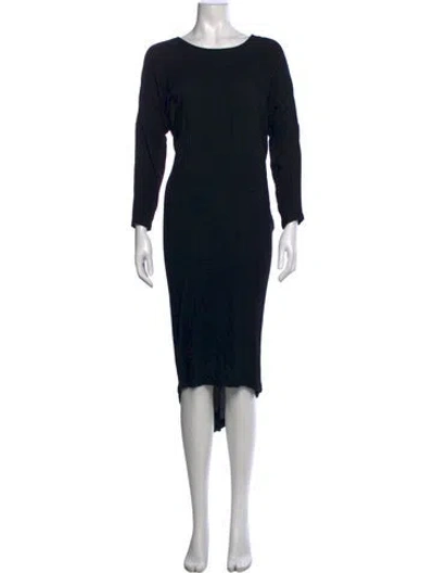 Pre-owned Black Crane Bateau Neckline Midi Length Dress In Black