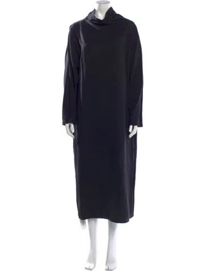Pre-owned Black Crane Bateau Neckline Midi Length Dress In Black