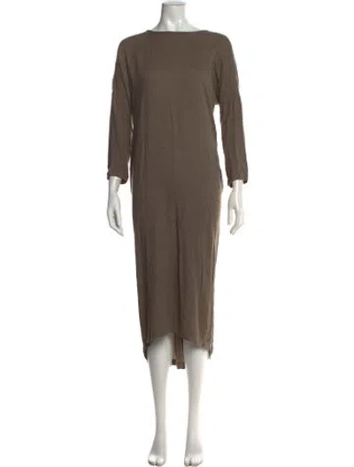 Pre-owned Black Crane Bateau Neckline Midi Length Dress In Brown