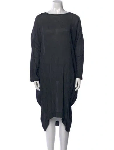 Pre-owned Black Crane Bateau Neckline Midi Length Dress In Gray