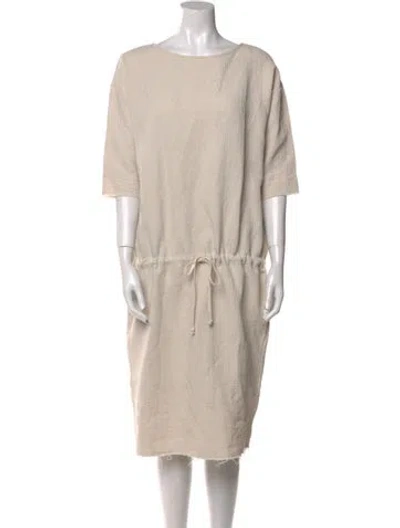 Pre-owned Black Crane Bateau Neckline Midi Length Dress In Neutral