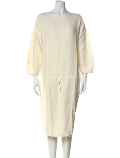 Pre-owned Black Crane Bateau Neckline Midi Length Dress In Neutral