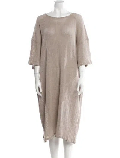 Pre-owned Black Crane Bateau Neckline Midi Length Dress In Neutral