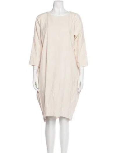 Pre-owned Black Crane Bateau Neckline Midi Length Dress In Pink