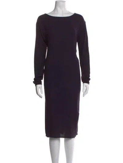 Pre-owned Black Crane Bateau Neckline Midi Length Dress In Purple