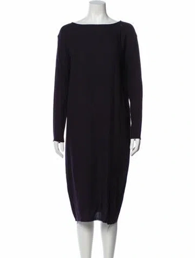 Pre-owned Black Crane Bateau Neckline Midi Length Dress In Purple