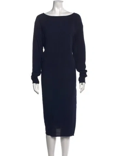 Pre-owned Black Crane Bateau Neckline Midi Length Dress In Purple