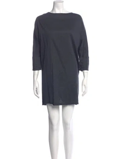 Pre-owned Black Crane Bateau Neckline Mini Dress In Gray