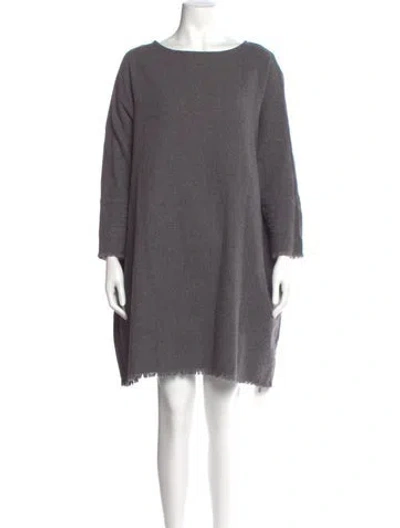 Pre-owned Black Crane Bateau Neckline Mini Dress In Gray