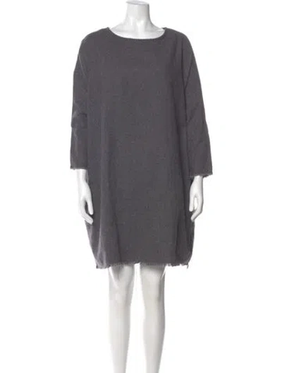 Pre-owned Black Crane Bateau Neckline Mini Dress In Gray