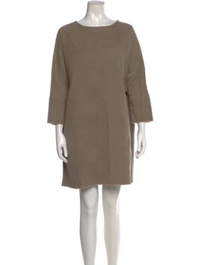 Pre-owned Black Crane Bateau Neckline Mini Dress In Green